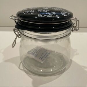 🥳BOGO! Temp-Tations by Tara Small Canister “Black Floral Lace”w Ceramic Lid.